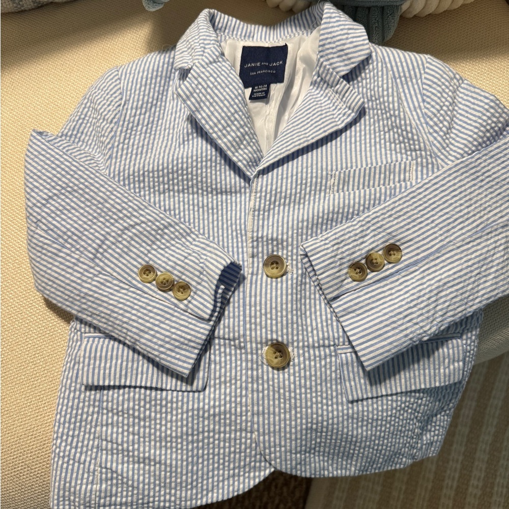 Janie and Jack Light Blue Striped Blazer